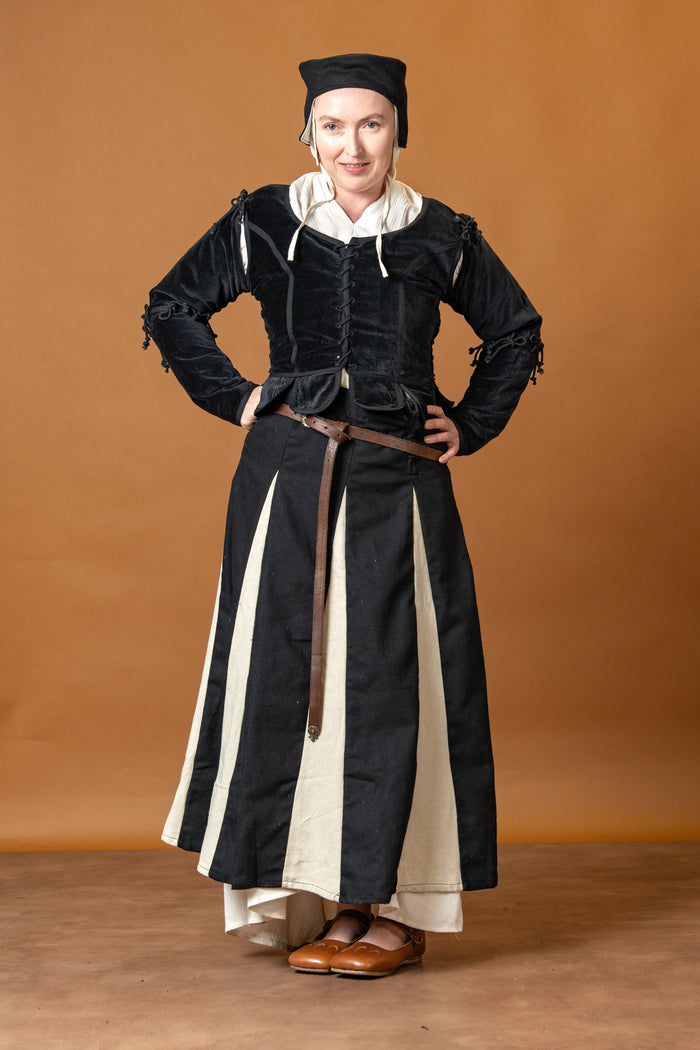 Moterys doublet Griselda, aksomas, juodas