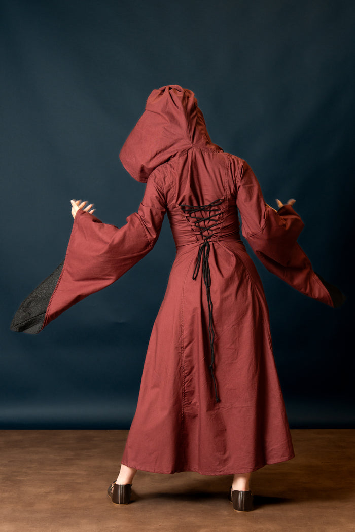 Vestido medieval Ophelia, rojo-negro