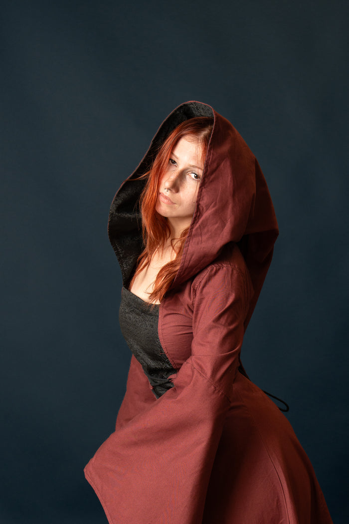 Vestido medieval Ophelia, rojo-negro