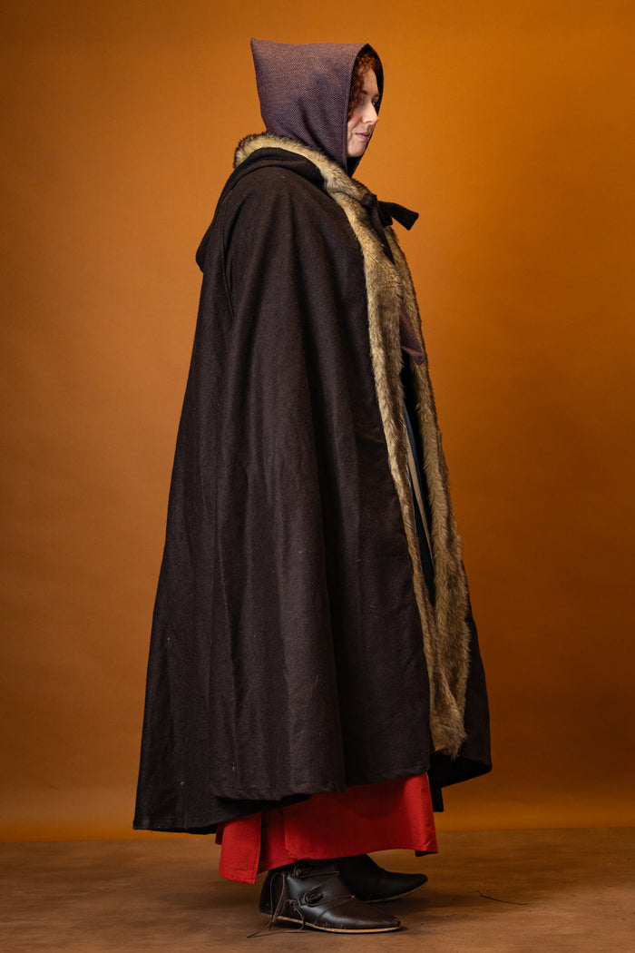 Viking cloak Fjell, brown, wool mix