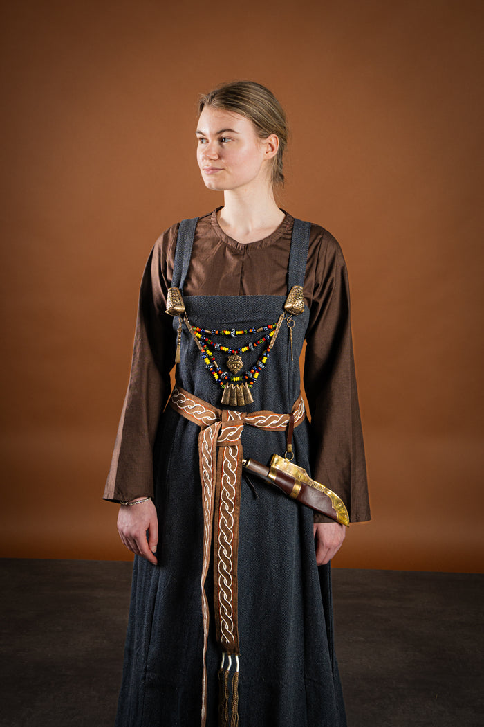 Viking apron dress Frida herringbone, dark gray