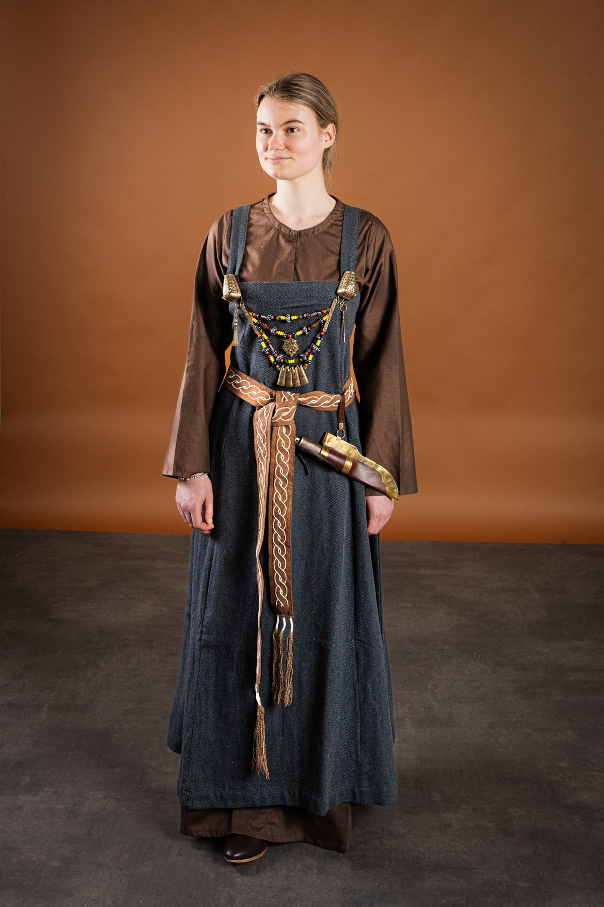 Viking apron dress Frida herringbone, dark gray