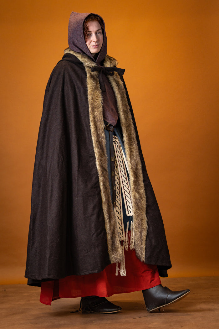 Viking cloak Fjell, brown, wool mix