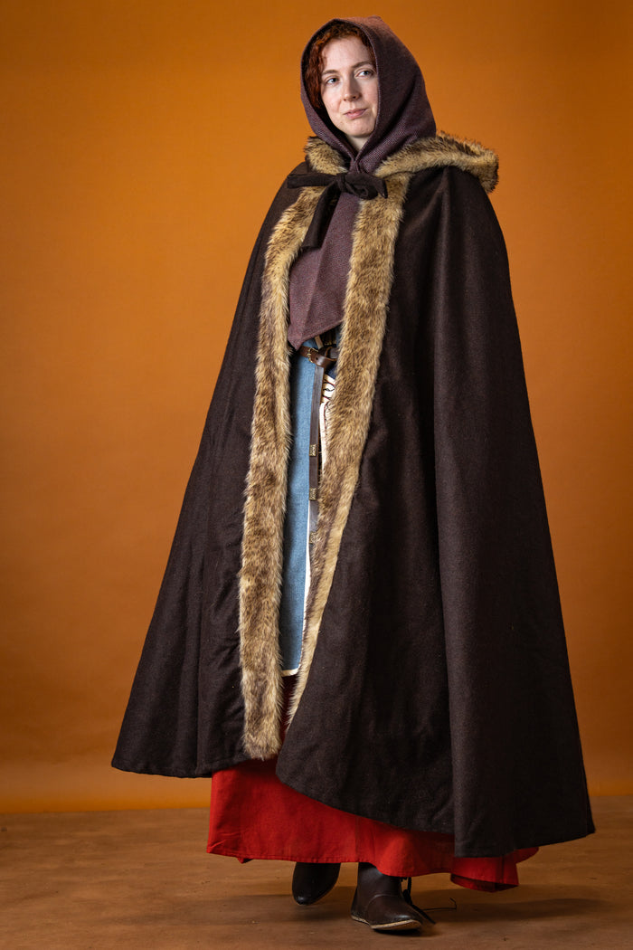 Viking cloak Fjell, brown, wool mix