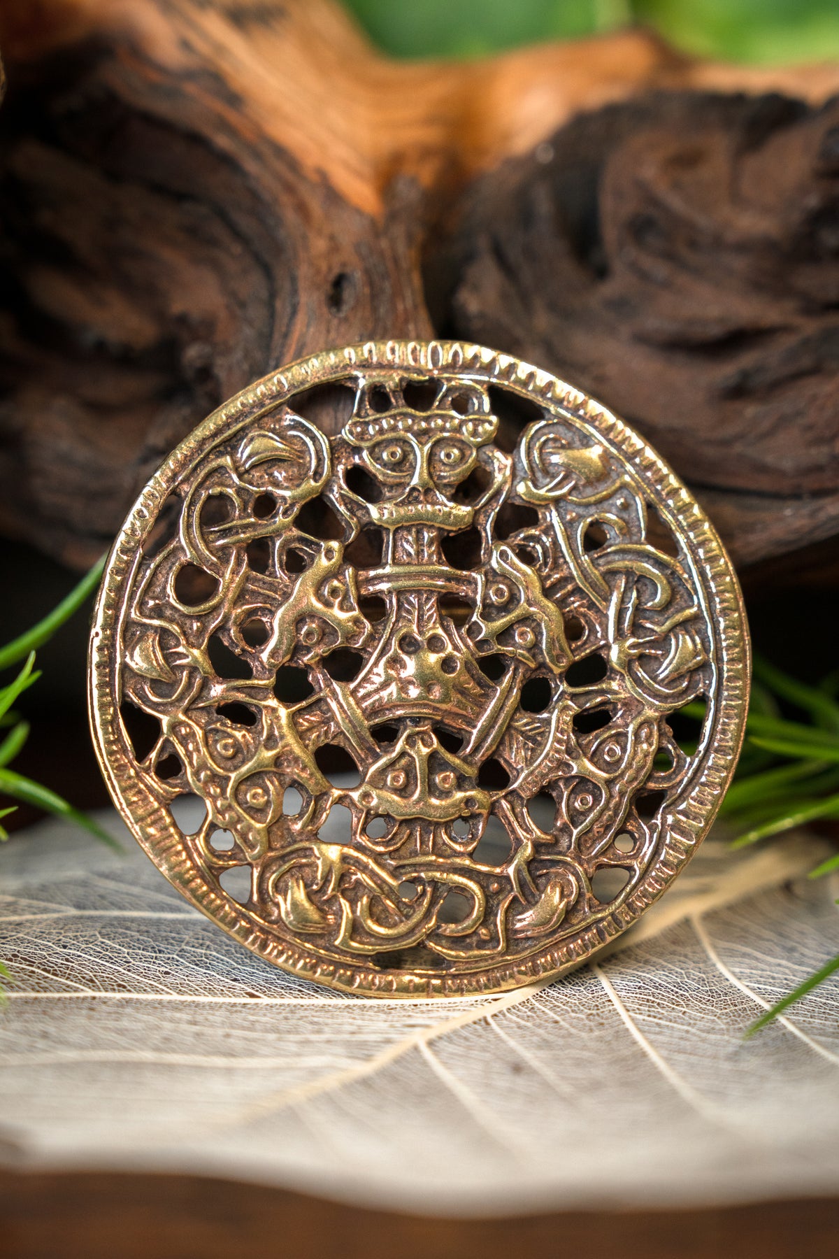 Viking brooch, Borre style, brass