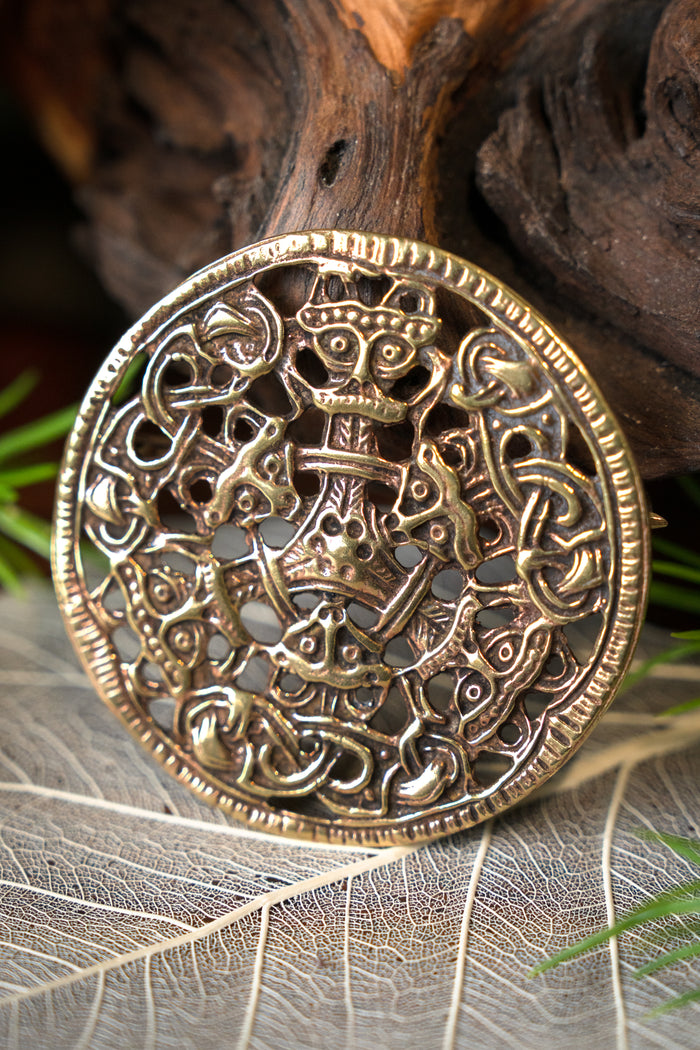 Vikingbroche Borrestijl, messing