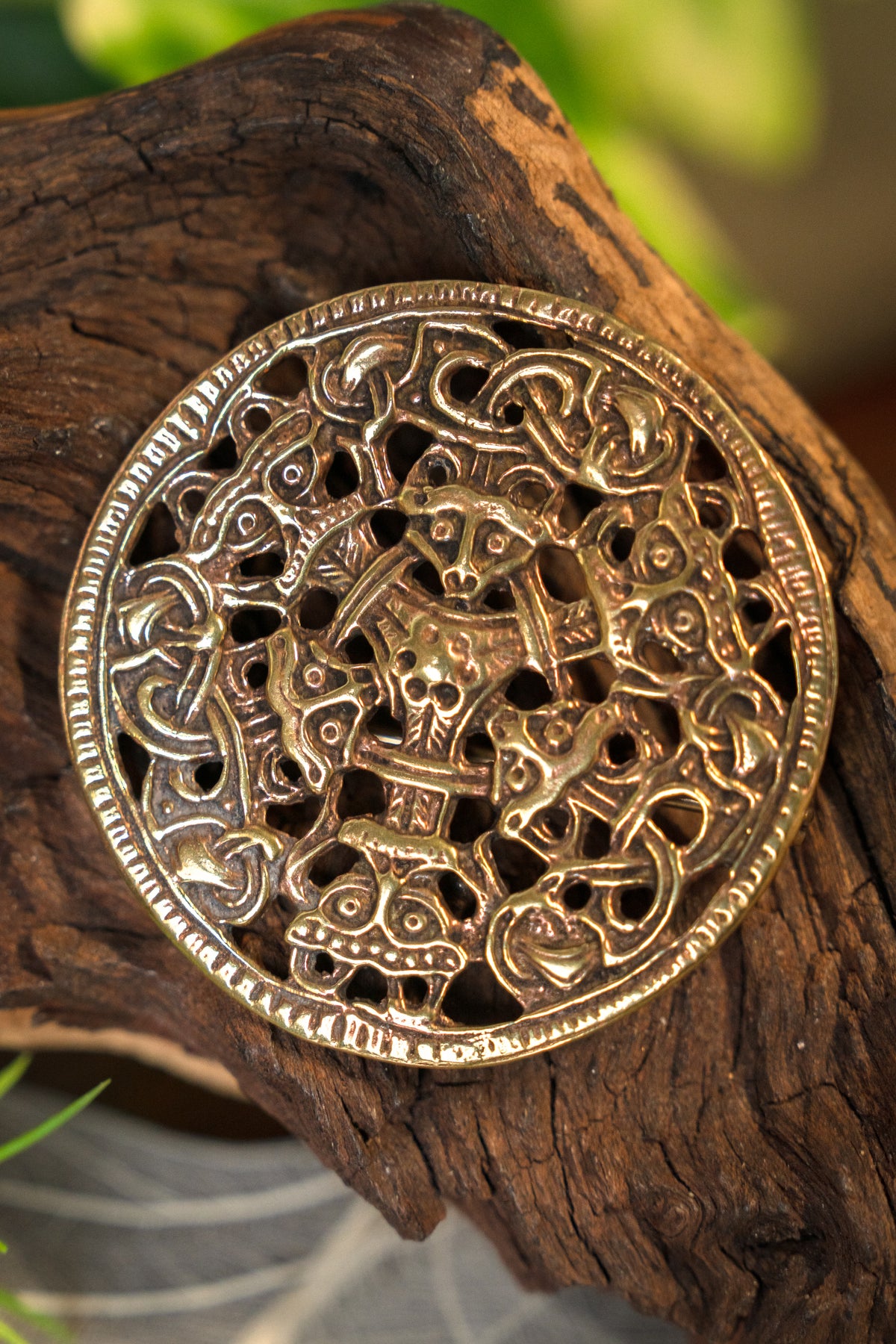 Viking brooch, Borre style, brass