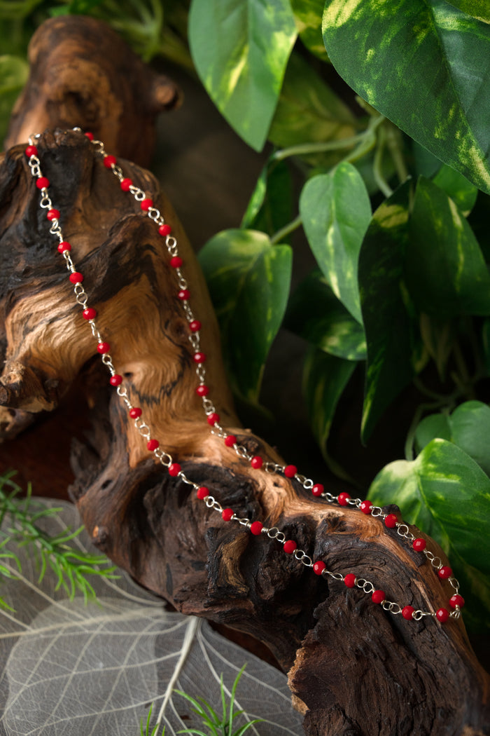 Roman necklace with red stones, sterling silver