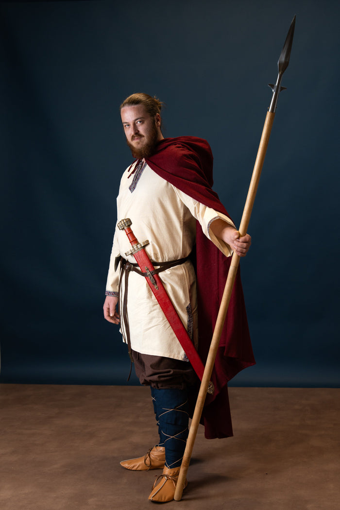 Hooded Wool Cape, dark red