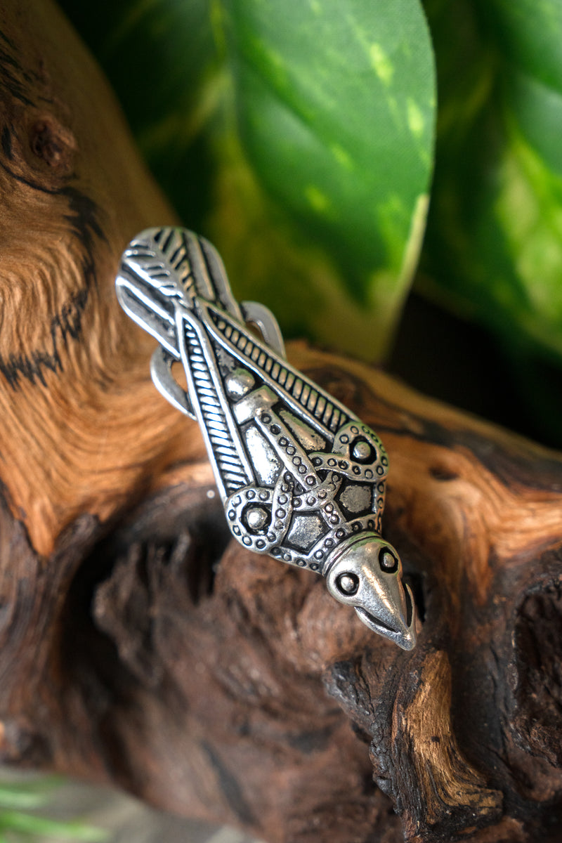 Fibula ptasia Uppåkra, posrebrzany brąz