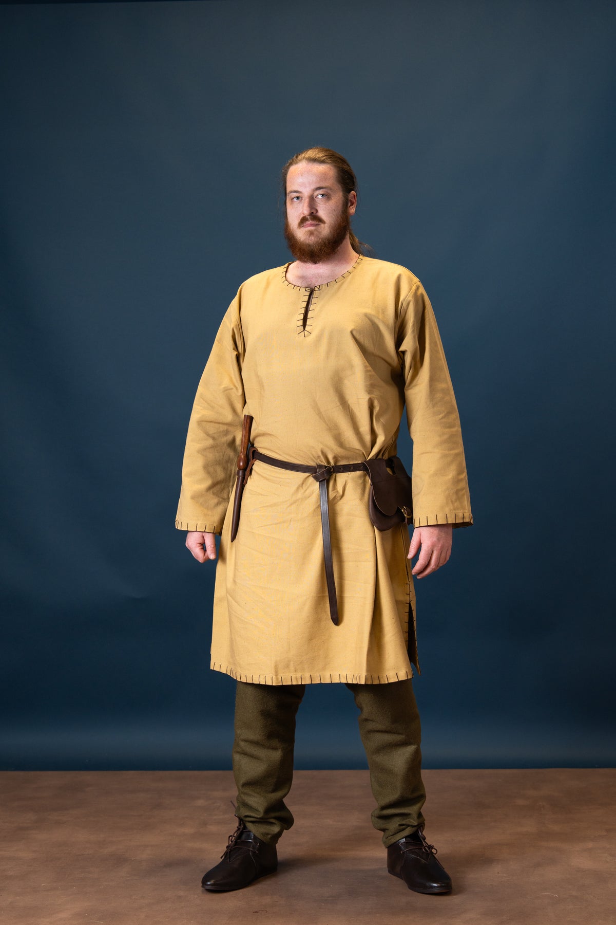 Germanic Thorsberg tunic with authentic hem, honey brown