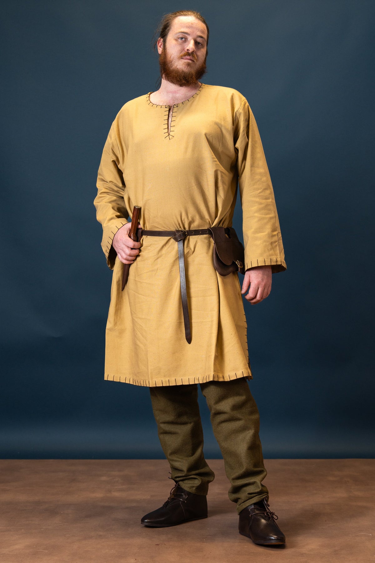 Germanic Thorsberg tunic with authentic hem, honey brown