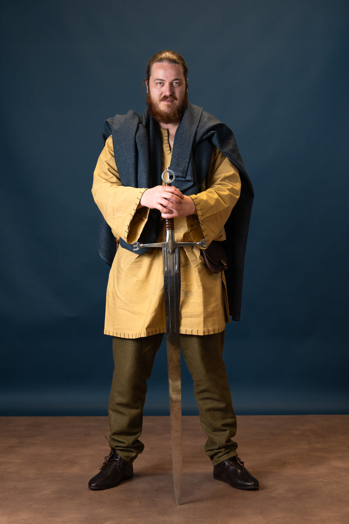 Germanic Thorsberg tunic with authentic hem, honey brown