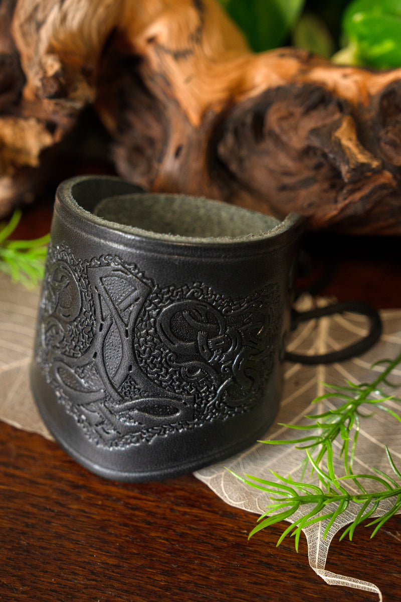 Paar Wikinger Lederarmbänder, schwarz