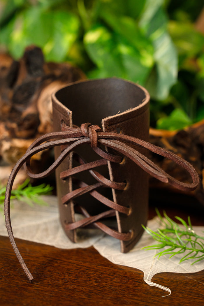 Leren armband bruin, kort, M