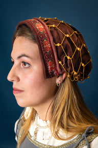 Haarnetje (caul) Johanna, fluweel, rood