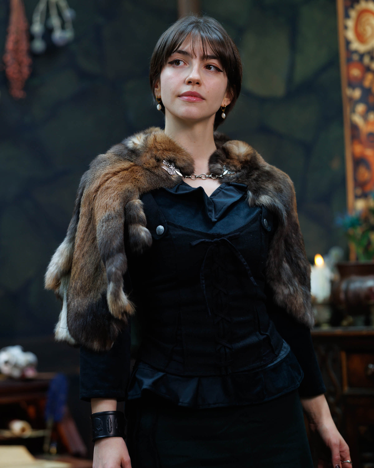 Bont kraag Ragnar, bruin