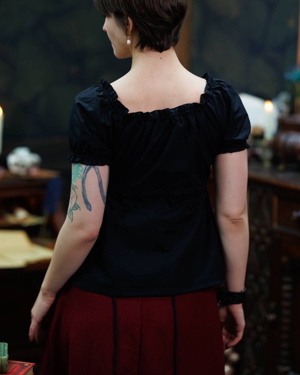 Barok blouse Kalina, zwart