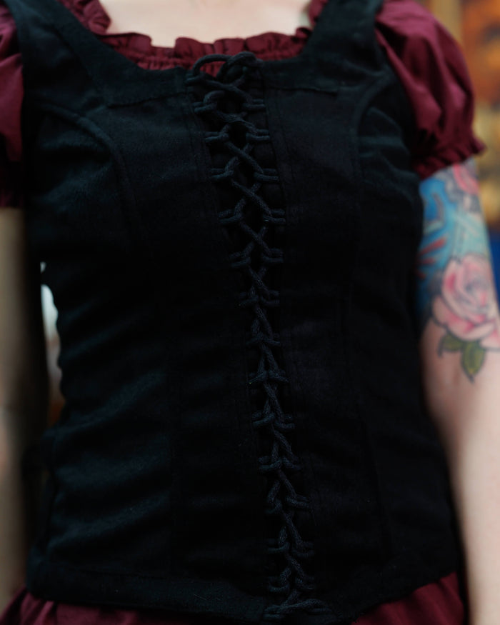 Medieval bodice Ursula, wool blend, black