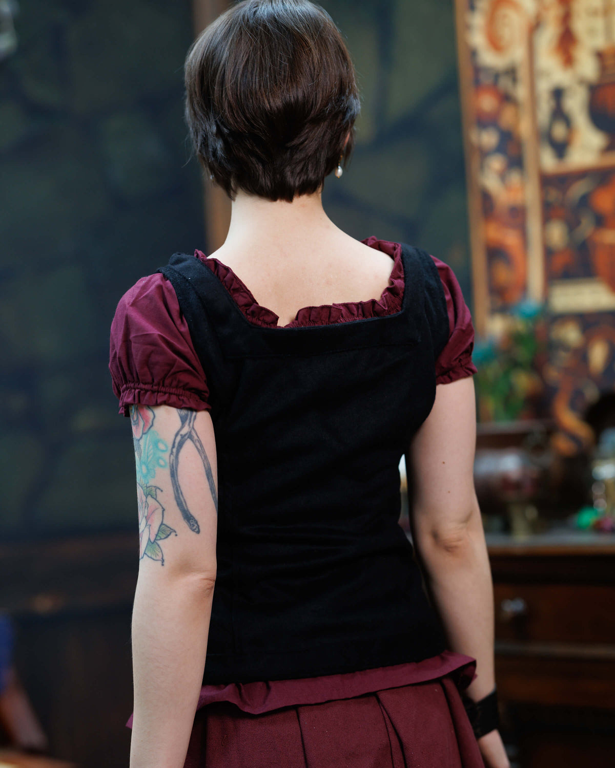Medieval bodice Ursula, wool blend, black