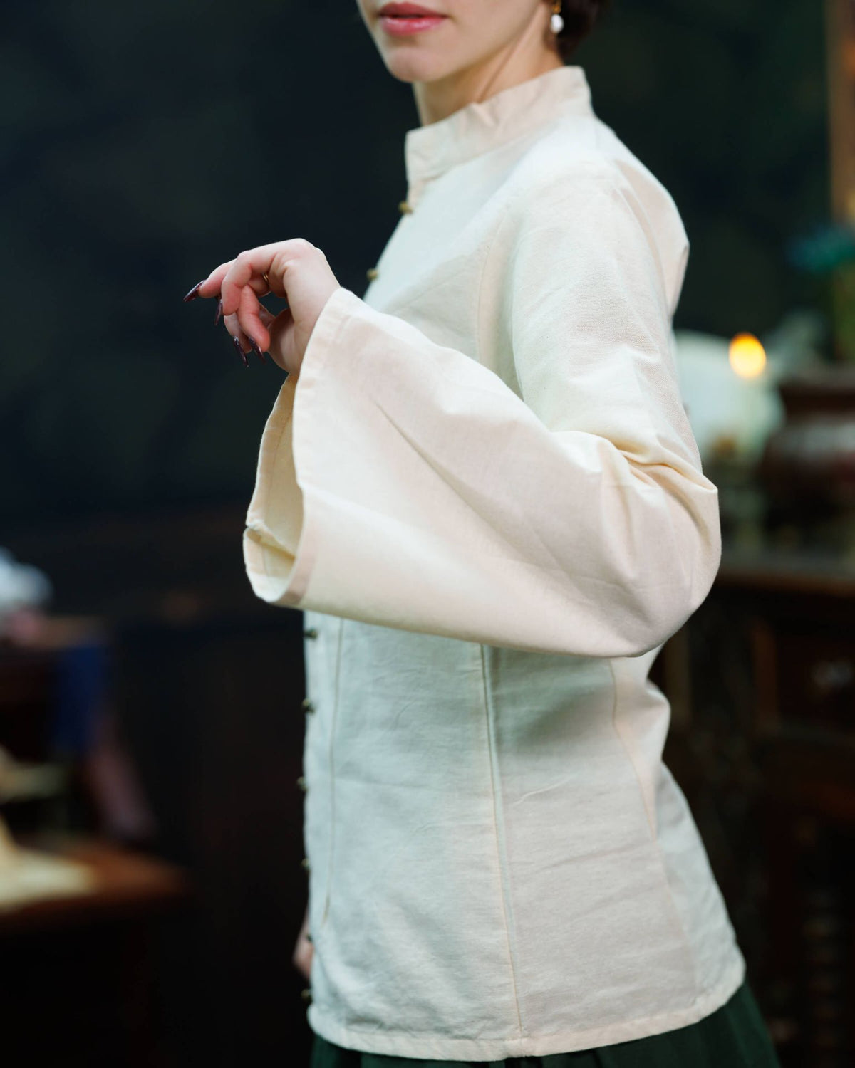 Renaissance blouse Kassandra, licht katoen, crème