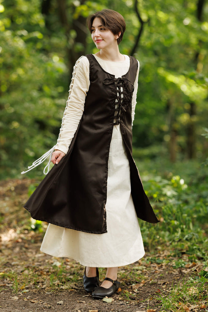 Middeleeuwse overjurk Leandra, bruin