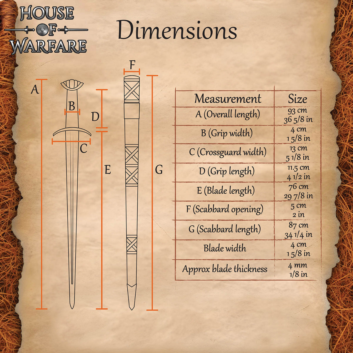 Viking sword Olaf with scabbard, semi-sharp