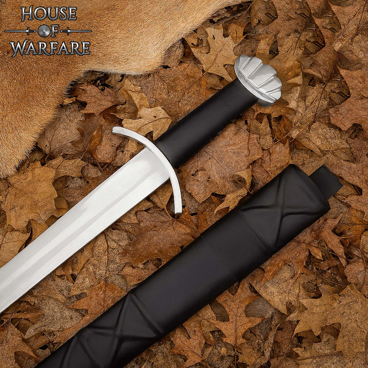 Viking sword Olaf with scabbard, semi-sharp