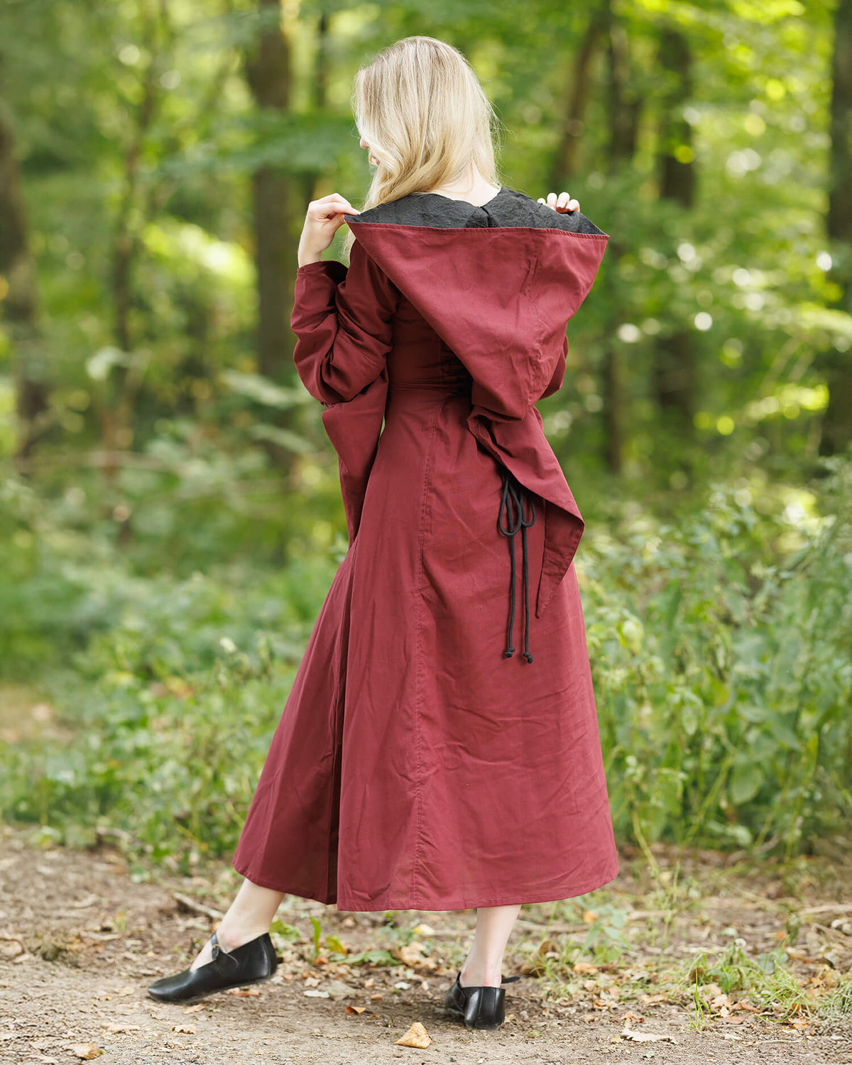 Middeleeuwse jurk Ophelia, rood-zwart