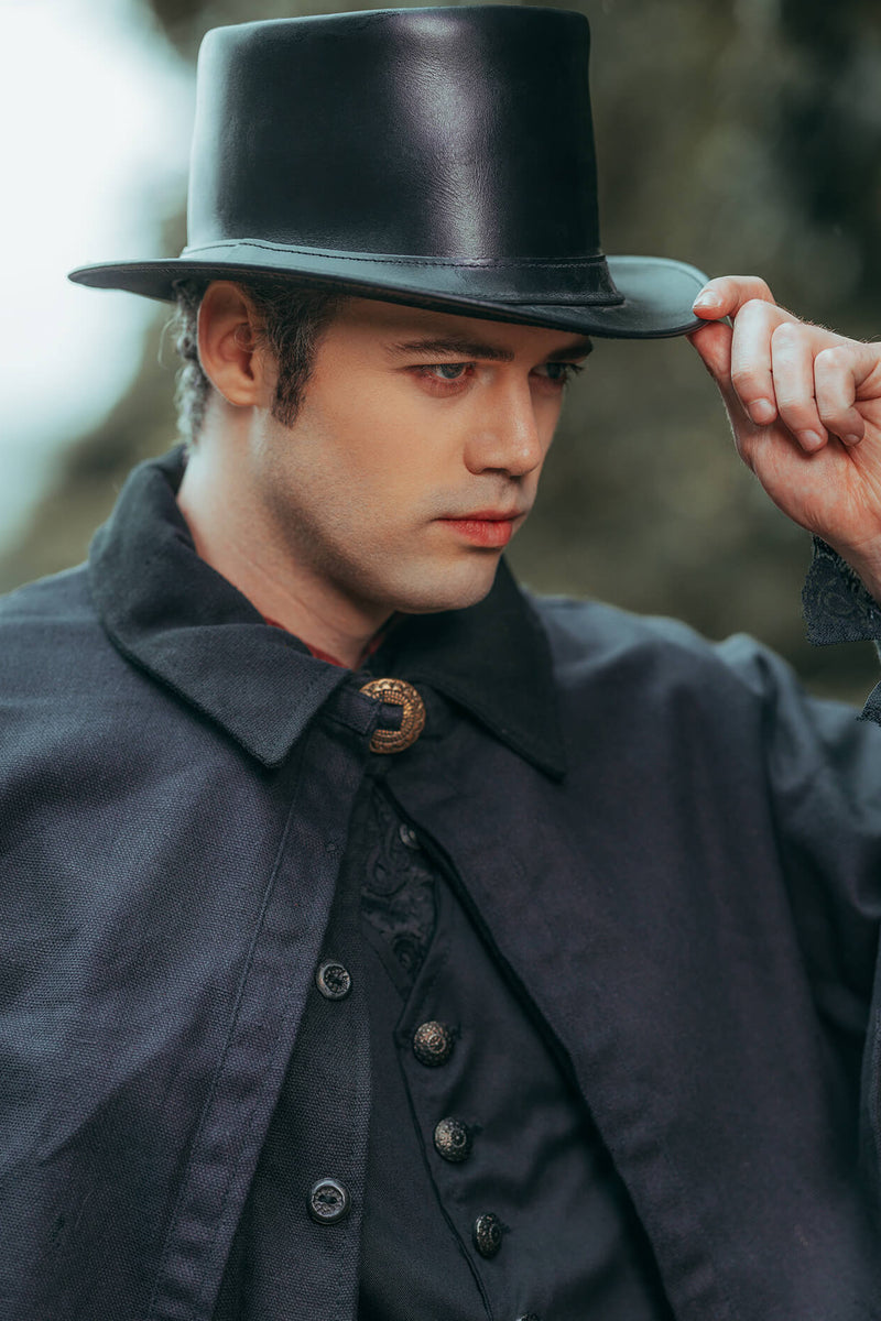 Chapeau en cuir Paddy, noir