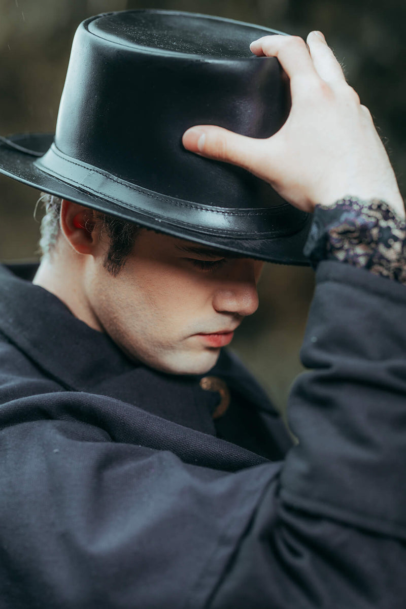 Chapeau en cuir Paddy, noir