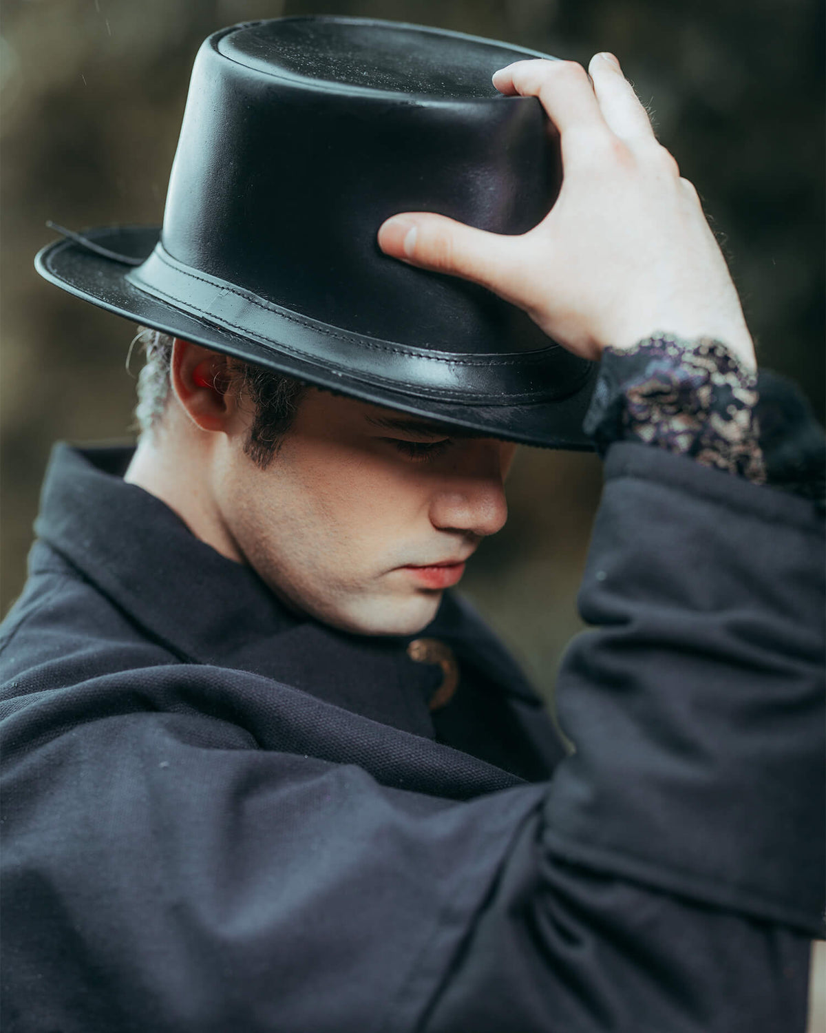 Leren hoed Paddy, zwart