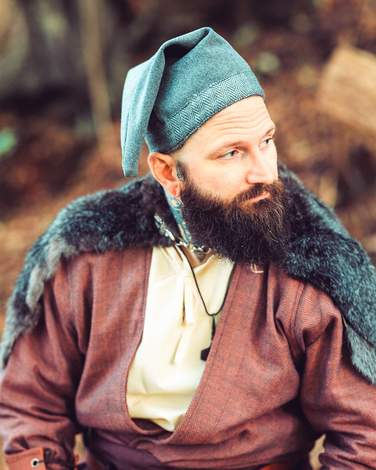 Vikingehue Toki, grå, uldblanding