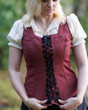 Mittelalterliches Mieder Ursula, Baumwolle, bordeauxrot