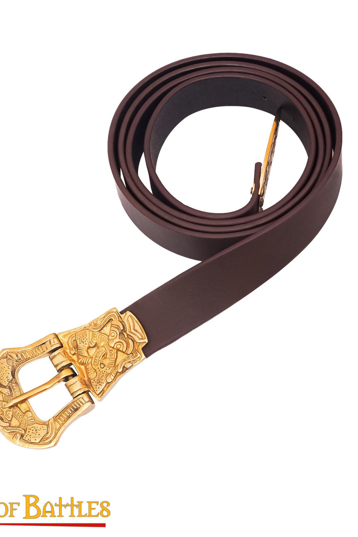Ceinture viking style Borre, brun, détail de la boucle