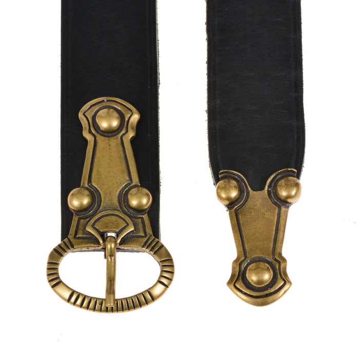 Alemanski remen sa perom za remen, 4 cm, smeđa koža, mjed