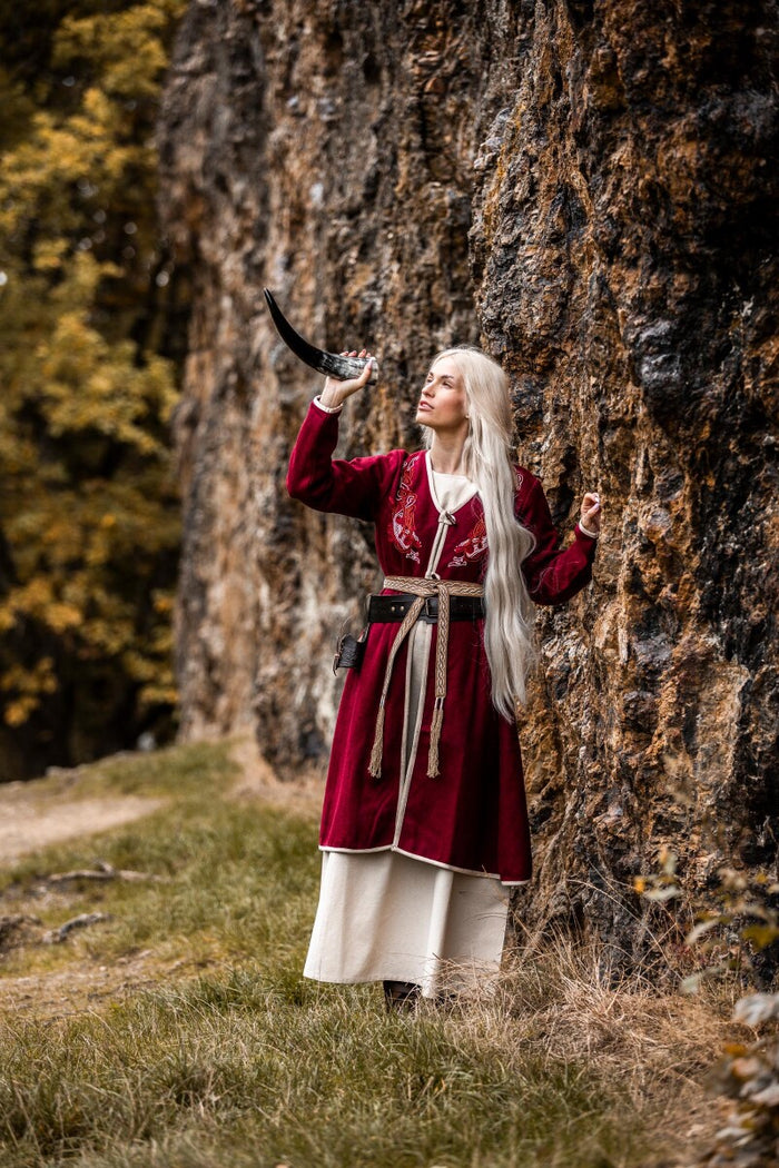Viking kaftan Skadi, wolmix, rood