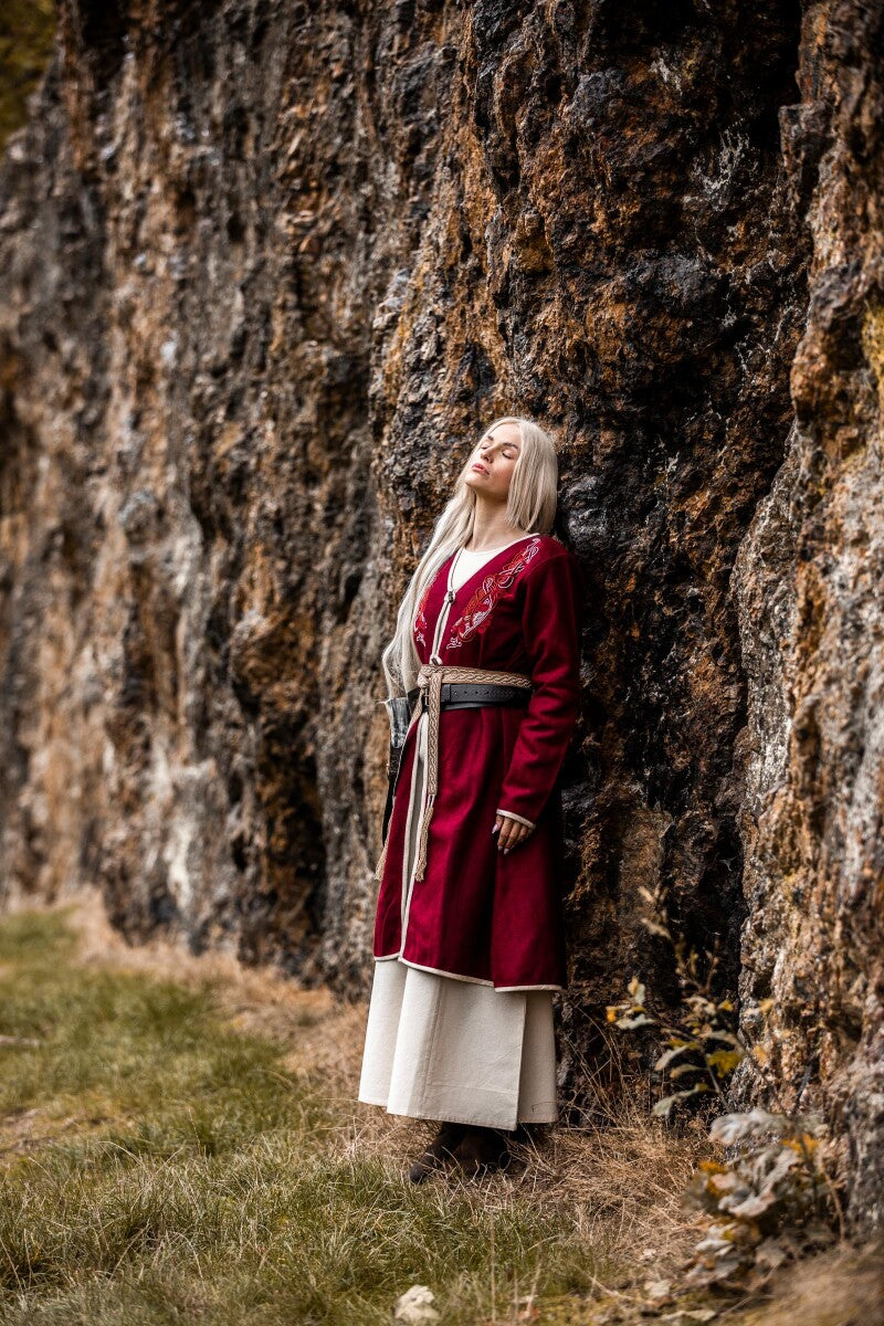 Viking kaftan Skadi, wolmix, rood