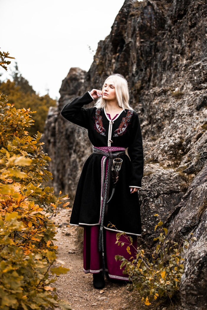 Viking kaftan Skadi, uldblanding, sort