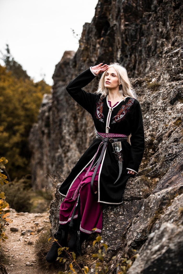 Viking kaftan Skadi, wolmix, zwart