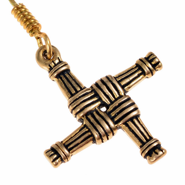 Náušnice Irský kříž Brigid, postříbřené bronz
