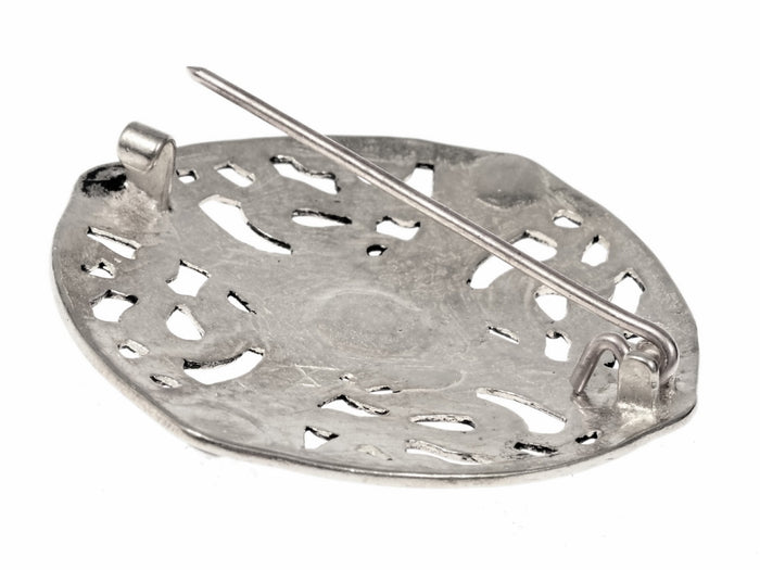 anglosajón fibula pedernal, bronce plateado