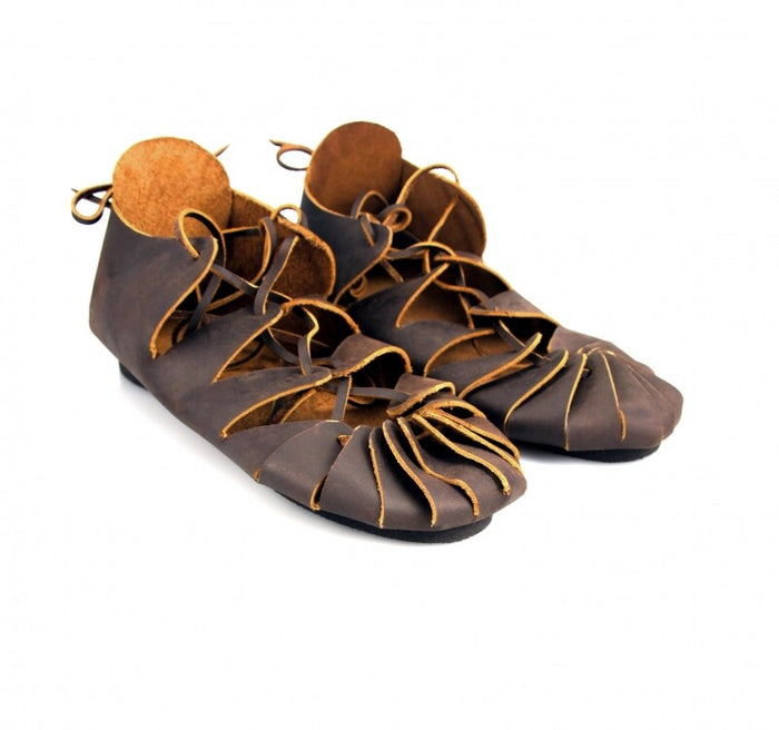 Leather sandals, Iron Age, brown