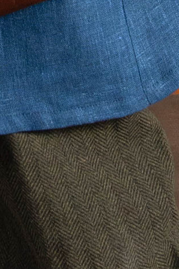 Wikińska tunika Eirik, lniana, niebieska