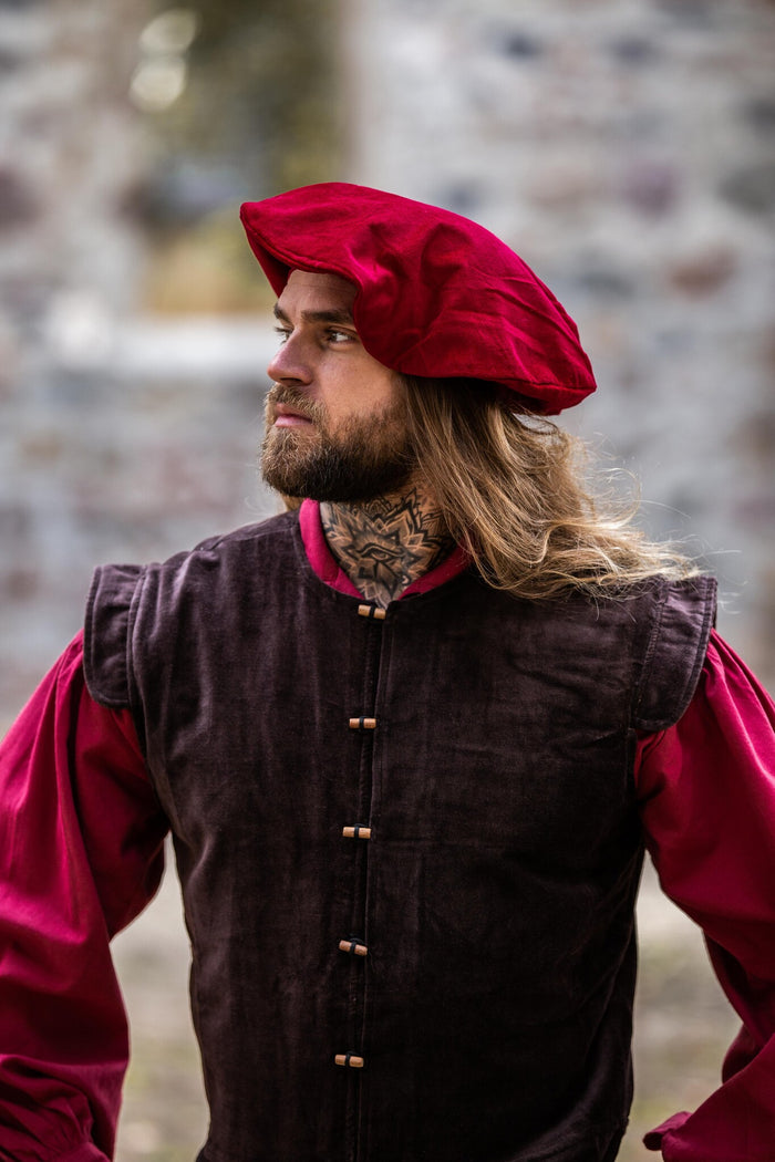 Fluwelen baret, rood