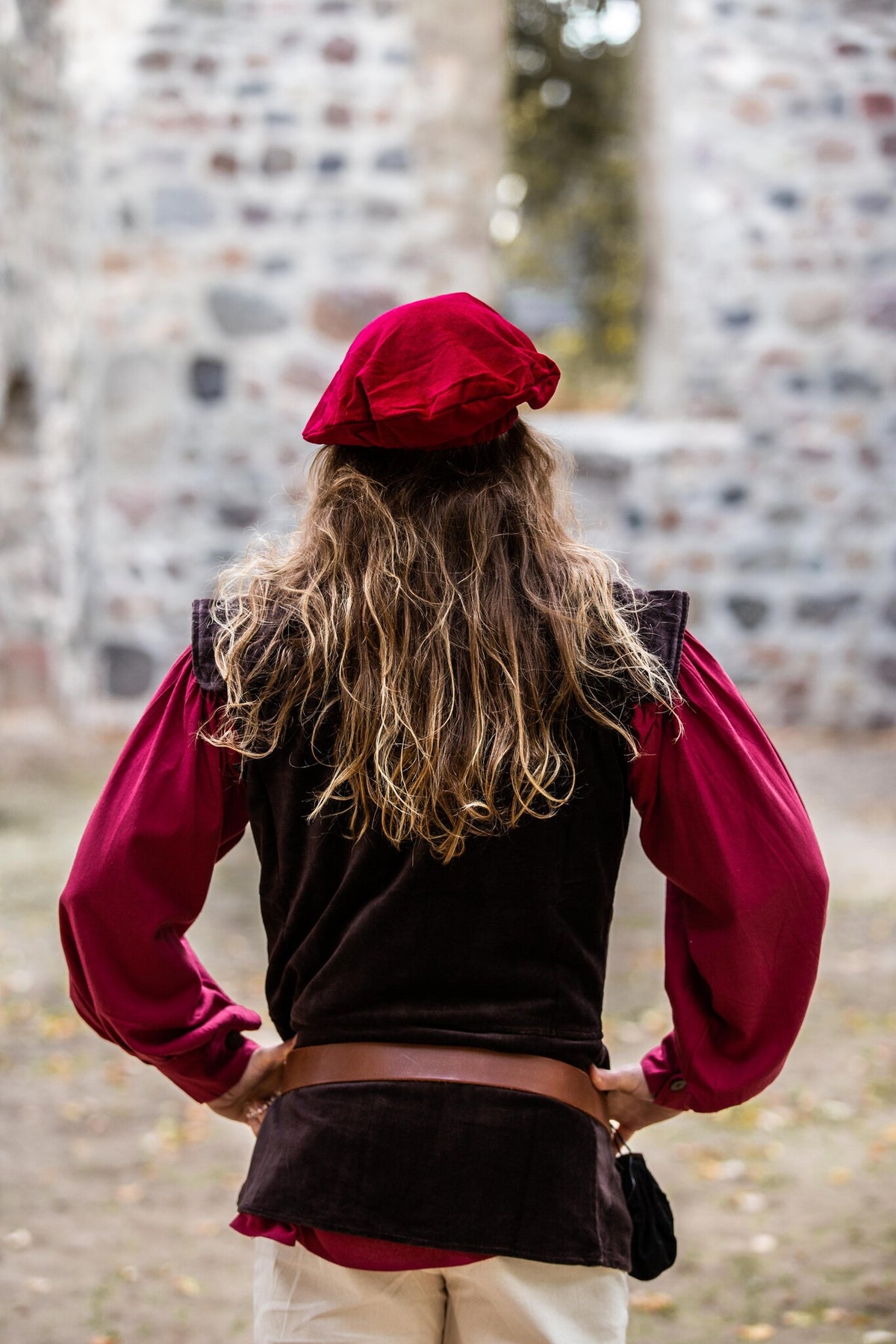 Béret en velours, rouge