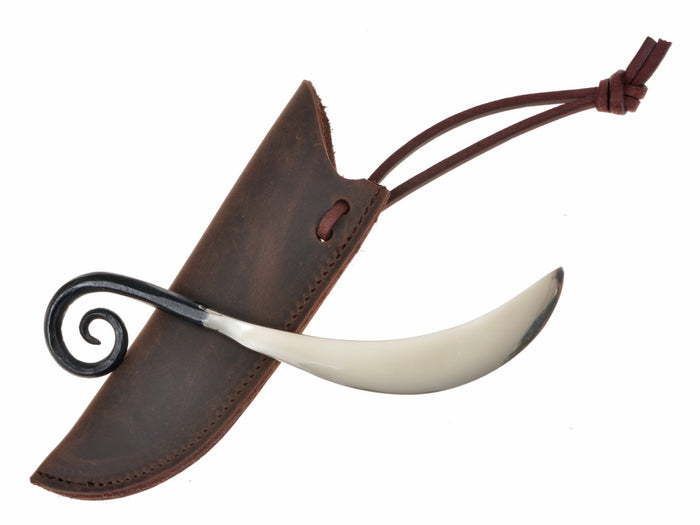 druide kniv, karbonstål med skinnslire