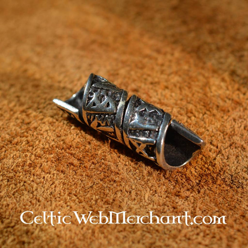 Beard bead with runic inscription, sterling silver