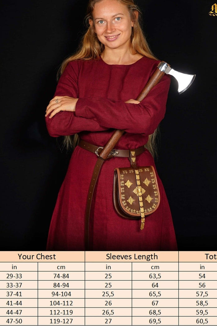 Abito vichingo Helga, lino, blu