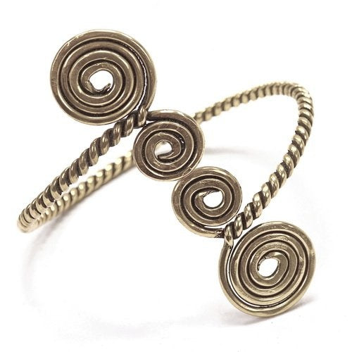 Celtic upper bracelet with spirals, silvered bronze